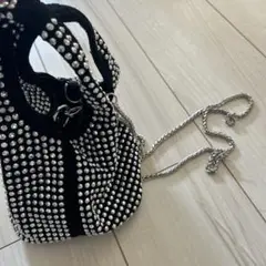 ストーン付き黒パーティーバッグ