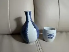 【在銘】染付 酒器セット 徳利＆おちょこ 上品 和食器 橘吉風 有田焼系