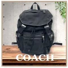 COACHコーチ リュックトレックパック ナイロン レザーブラック F71884