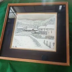 大本靖 『雪の時計台』 A.P 木版画 作家保存版 北海道 札幌 小樽