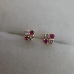 K18YG ルビー ジルコニア ピアス