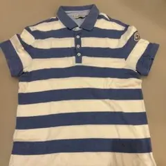 MONCLER 青白ストライプ ポロシャツ S