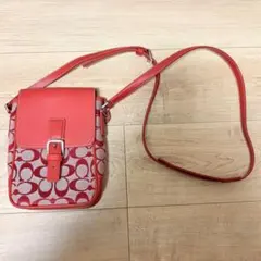 COACH シグネチャー ショルダーバッグ レッド