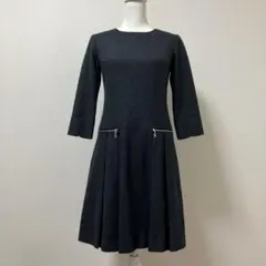 日本製　アンタイトル　毛混　ワンピース　冬　大人　上品　飾りファスナー　清楚