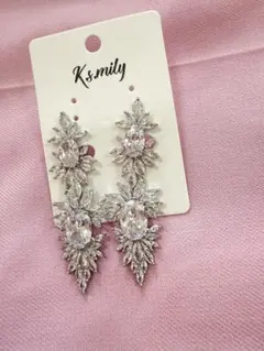 結婚式　パーティー　シルバー クリスタルイヤリング