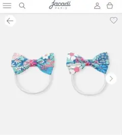 新品　Jacadi リバティ柄 リボンヘアゴム2点セット ブルー系