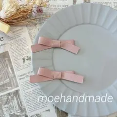 【再販】アンティークピンクリボンベビーキッズリボン ヘアクリップ 2点セット16