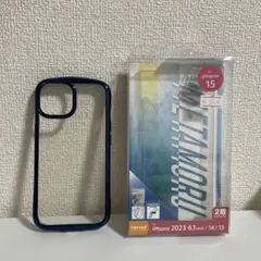 iPhone15 クリアスマホケース ブルー