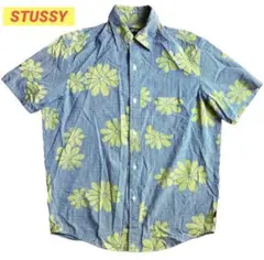 STUSSY ステューシーフラワープリント半袖ギンガムチェック 花柄総柄 アロハ