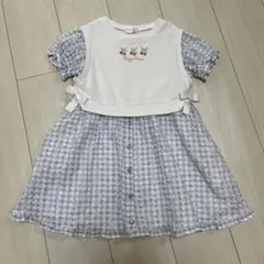 mezzo piano 110サイズ フリル付きさくらんぼ刺繍ドレス