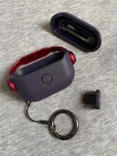 AirPods 3 ケース カバー カラビナ付き TPUケース ワインレッド