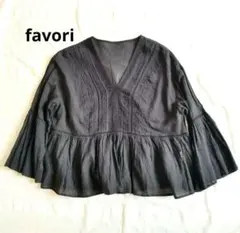 favori ファボリレース黒Vネックティアードブラウスコットン100%Мサイズのサムネイル