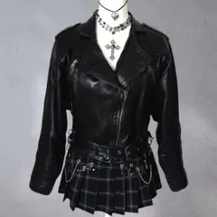 ダークコア y2k レザー ライダースジャケット 短丈 jacket NANA