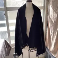 黒 フリンジ付き ショール