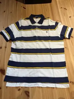 90sオールド古着 FILA SPORT マルチ縦ストライプ柄半袖ポロシャツM
