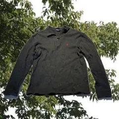 ポロ ハーフジップ トレーナー ダークグリーン