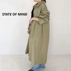 近年✨ステートオブマインド ステンカラーコート ライトカーキ マキシ丈 コットン