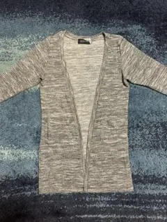 グレー ニット オープンフロントカーディガン