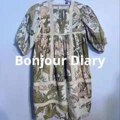 ボンジュール　Bonjour diary刺繍　ワンピースオシャレ　かわいい　春夏