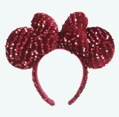 ディズニー　クリスマス　カチューシャ 赤 スパンコール