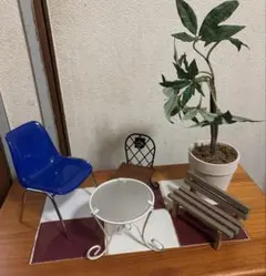 ミニチュア家具セット（チェア・テーブル・ベンチ・植物）