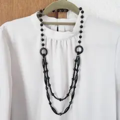 【新品】　ブラック　ロングネックレス　3way　黒
