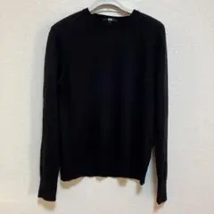 ユニクロ メリノウール セーター クルーネック 黒 L 秋冬