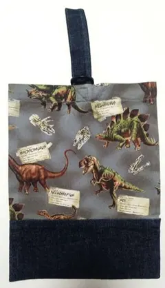 【No.880】恐竜柄シューズバッグ 　ハンドメイド