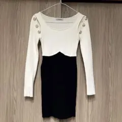 LIP SERVICE バイカラーカッティングレイヤードワンピース　Sサイズ