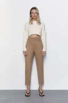 ZARA ザラ スエードハイウエストパンツキャメル サイズ24(XS)