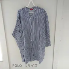 POLO ストライプ ロングシャツ ワンピース 長袖シャツ Lサイズのサムネイル