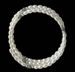 淡水パール 3連 ブレスレット グリーンアクセント 約6cm 上品