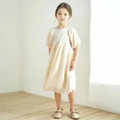 130cm ベージュ パフスリーブ　ドレス ワンピース　アプレレクール