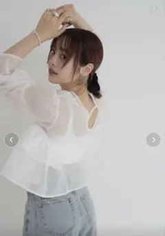 シアー　ボンヌトップス　フリル　ジュメロ jumell ホワイト　白のサムネイル