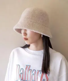 ベージュ ファーバケットハット 未使用タグ付き