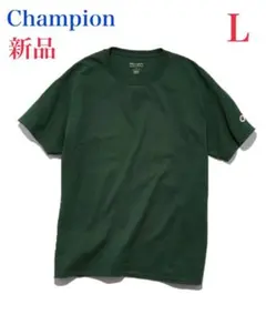 【新品】Champion コットン ワッペンTシャツ L ダークグリーン