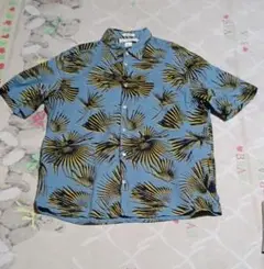 H&M パームツリー柄 半袖シャツ COTTON LINEN 美品