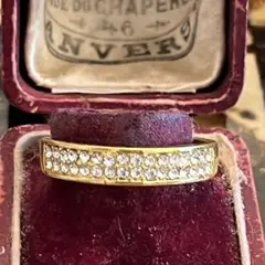 イギリス　ヴィンテージ　英国　金色　幅広　ダイヤモンド風　指輪　リング　23号
