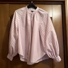 SHIPS any オーガニックコットン ピンクストライプシャツ