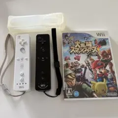 【動作OK】Wiiリモコン2本スマブラX セット（黒のみモーションプラス内蔵）