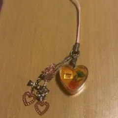 【平成ストラップ】ハート型 押し花 ストラップ Forever Love