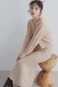 【美品】natural couture ラメ入りフェザーニットスカート