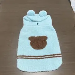 クマ耳付き水色タオル地犬服