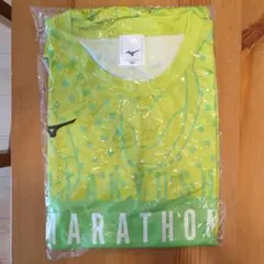 に*ん様 Mizuno マラソン用シャツ 2XL イエローグリーン　北九州マラソ