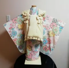 J-k-3-32 七五三3歳着物　アンティーク