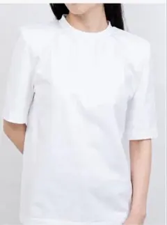 （未使用）マニマリス manimarisショルダーパッドTシャツ　ホワイト36 未使用）マニマリス manimarisショルダーパッドTシャツ ホワイト36