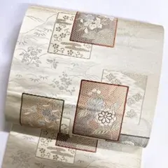 袋帯　唐織　色紙重ね　枝垂れ桜　菊花　松　椿　檜垣　金糸　銀糸　着物　114tz