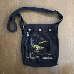 【激レア✨美品】90s　ディーゼル　メッセンジャーバッグ　メタルロゴ　Y2K　黒 00's DIESEL archive bag metal logo y2k