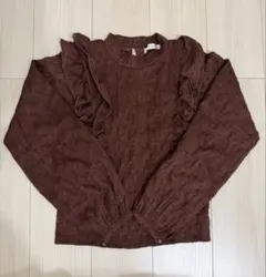 MOUSSY ブラウン フリル長袖シャツ