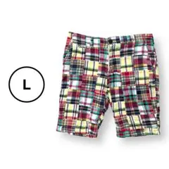 古着 チェック柄 パッチワーク ショートパンツ インド製 コットン マルチカラー